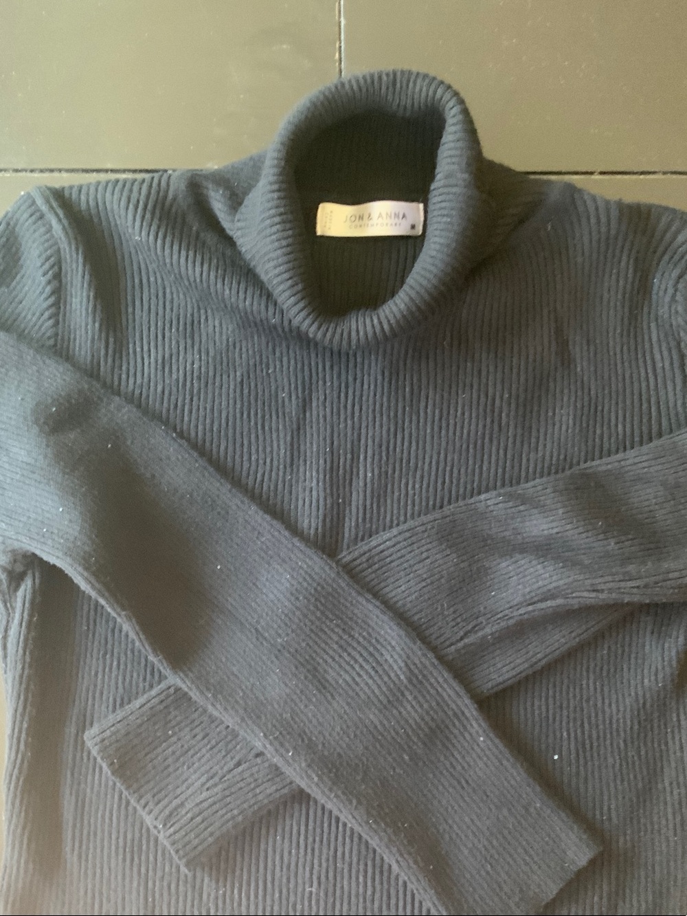 Jon & Anna Charcoal Ribbed Turtleneck Sweater